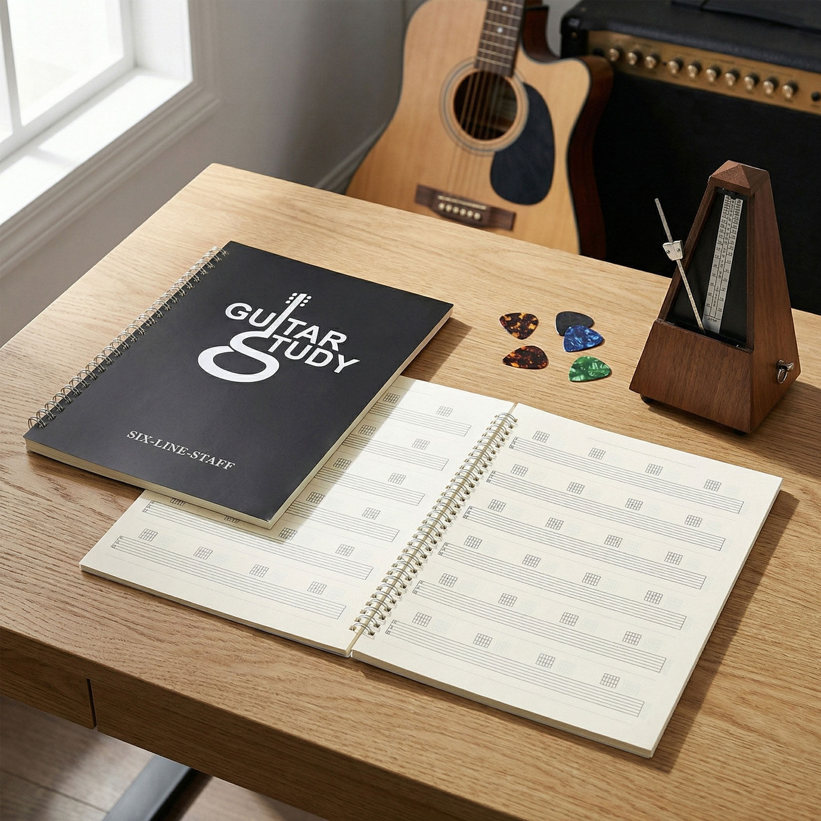 قطعتان من دفاتر ملاحظات موسيقي - مراجعة Blank Sheet Music Notebook وسعره